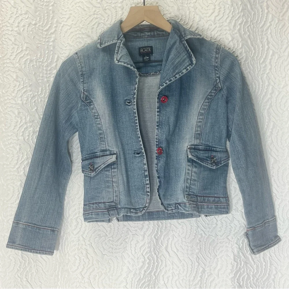 Children’s Place Stretch Pink Stitched Denim Jacket